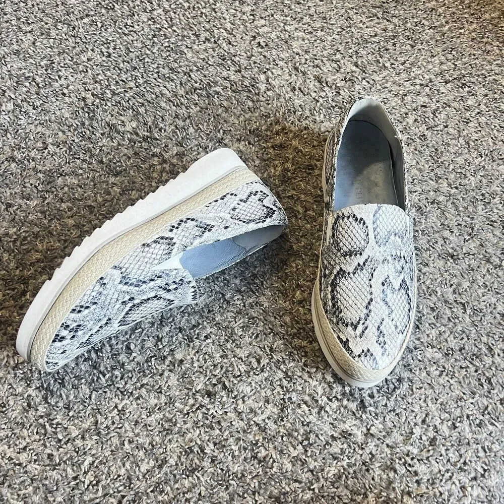 DONALD PLINER Finni Sz 8 Leather Espadrille Loafer Shoe Platform Snake Skin